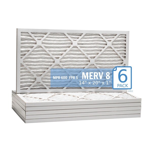Purolator 14x20x1 Pleated Air Filter, MERV 8, 6 PK 14x20x1x1 HI (6 Pack) - main